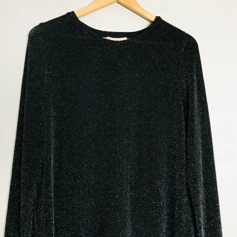 Calvin Klein Womens Asymmetrical Pullover Metallic Blouse